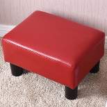 Costway Small Ottoman Footrest PU Leather Footstool Rectangular Seat Stool Red
