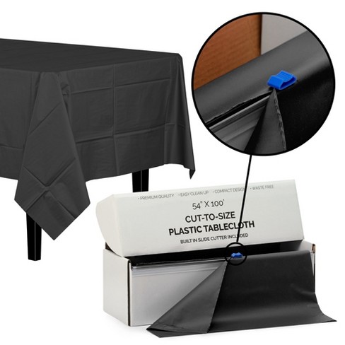 Crown Display 54" X 100' Cut To Size Disposable Plastic Tablecloth Roll ...