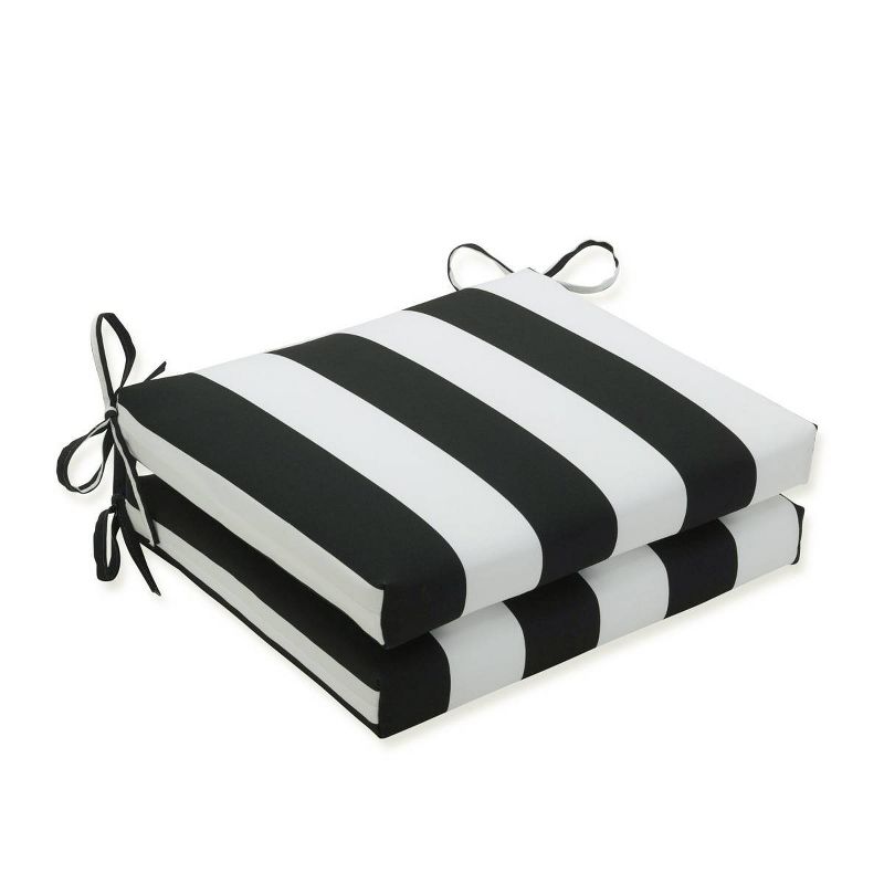 Cabana Stripe 2pc Squared Corners Outdoor Seat Cushions - Pillow Perfect, 1 of 9