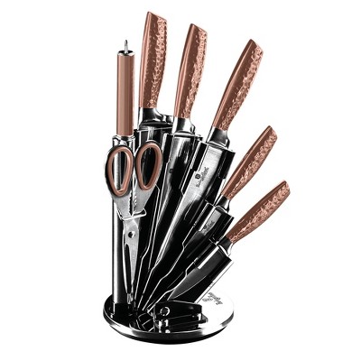 Berlinger Haus 7 Piece Kitchen Knife Set W/ Wooden Block, Elegant Design  With Kitchen Shears, Sharp Cutting Stainless Steel, Chef Quality, Black  Rose : Target