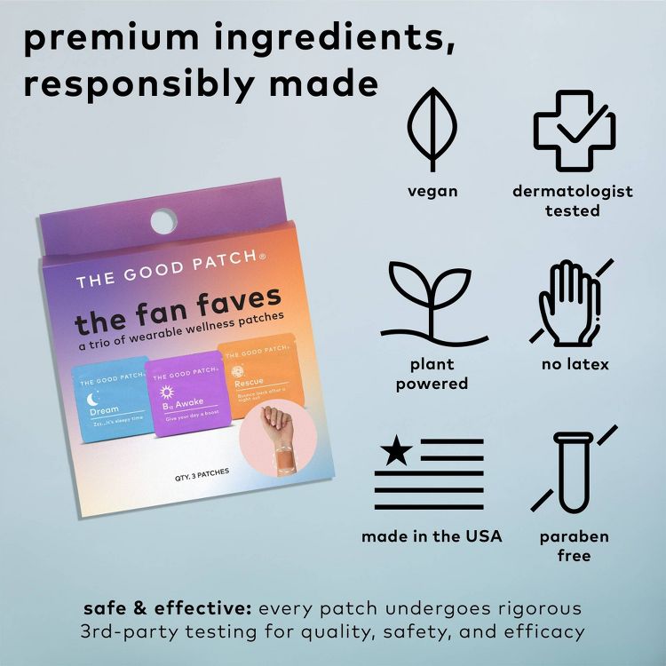 The Good Patch Fan Faves Set Plant-Based Vegan Wellness Patch - 3ct, 5 of 8