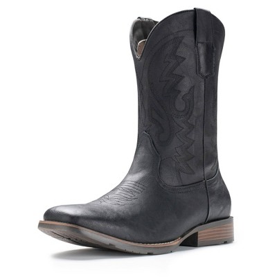 IUV Cowboy Boots For Men Western Boot Durable Fashionable Retro Classic Embroidered Pull On Slip Resistant Boots Brown/Black