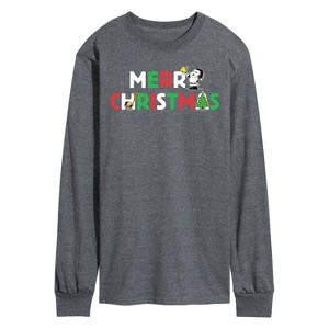 Men's - Peanuts - Merry Christmas Snoopy Long Sleeve Graphic T-Shirt - 1 of 4