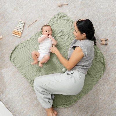Sage Muslin Cotton Baby Blanket with 6-Layer Plush Softness