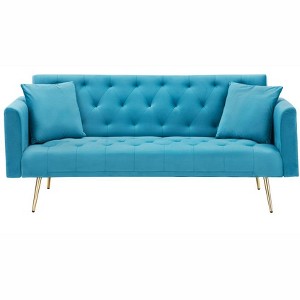 XINGHANZHENXUAN Velvet Convertible Sofa Bed, 3-Position Adjustable sofa for Small Living Rooms, Bedrooms, Office - 1 of 4