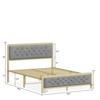 Full Size Bed Frame, Velvet Upholstered Platform Bed with Button Tufted Headboard, Heavy Duty Metal Mattress Foundation No Box Spring Required - 3 of 4