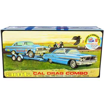 Skill 2 Model Kit "Ford Cal Drag Team" Ford Galaxie & Ford Falcon Funny Car & Trailer Set of 3 Complete Kits 1/25 Models by AMT