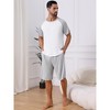 INSPIRE CHIC Men's Raglan Short Sleeves Crew Neck Drawstring Sleepwear Pajama Set - 2 of 4