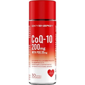 OXYENERGY CoQ10 200mg with PQQ, High Absorption, BioPerine, Gluten-Free, Heart & Energy Support, 30 Softgels, 30-Day Supply - 1 of 1