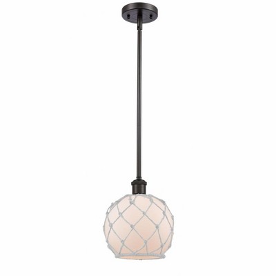Farmhouse Rope - 1 Light Stem Hung Mini Pendant In Industrial Style-10 Inches Tall and 8 Inches Wide