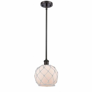 Farmhouse Rope - 1 Light Stem Hung Mini Pendant In Industrial Style-10 Inches Tall and 8 Inches Wide - 1 of 1