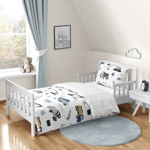 Sweet Jojo Designs Boy Toddler Bedding Set Construction Truck Green Blue and Grey 5pc. - 1 of 4