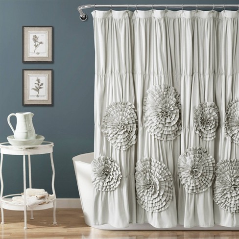 Serena Flower Texture Shower Curtain, Lush Decor Lillian Shower Curtain