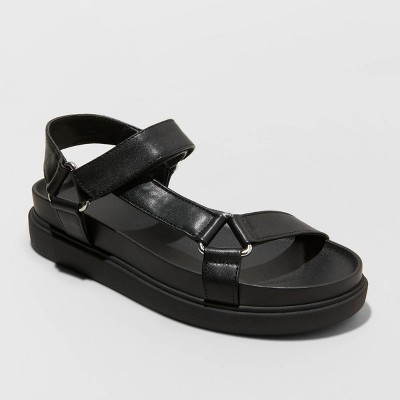 target black strap sandals