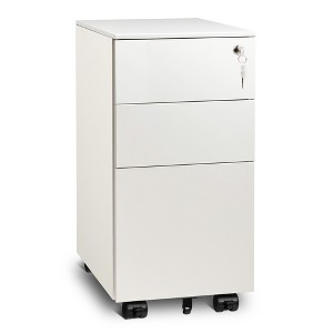 11.8" Slim Vertical File Cabinet, 3-Drawer Mobile Filing Cabinet for Home Office, Space-Saving Document Organizer with Lock - 1 of 4