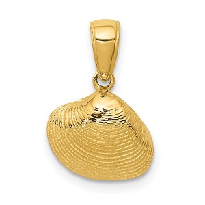 Black Bow Jewelry 14k Yellow Gold Small Textured Clam Shell Pendant - 1 of 4