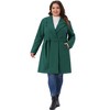 Agnes Orinda Women's Plus Size Lapel Long Sleeve Single Breasted Belted Midi Pea Coat with Pocket - 3 of 4