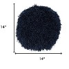 HomeRoots 14" X 14" Navy Blue Round Shag Throw Pillow - 3 of 4