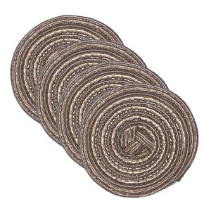 Unique Bargains Woven Braided Washable Decorative Round Placemat 4 Pcs - 1 of 4