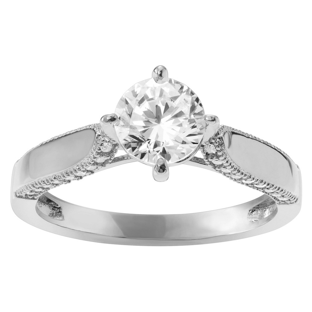 1 1/10 CT. T.W. Round-cut Cubic Zirconia Engagement Prong Set Ring in Sterling Silver - Silver, 6, Girl's