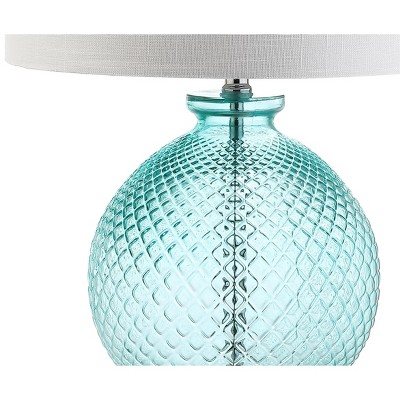 Aqua Glass and Crystal 26" Table Lamp with White Shade