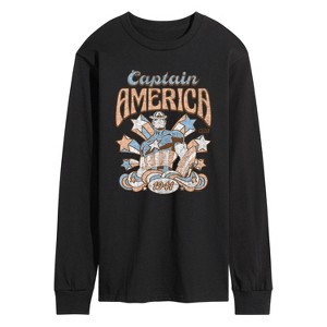 Men's - Marvel - Captain America Retro Stars And Stripes Long Sleeve Graphic T-Shirt - 1 of 4