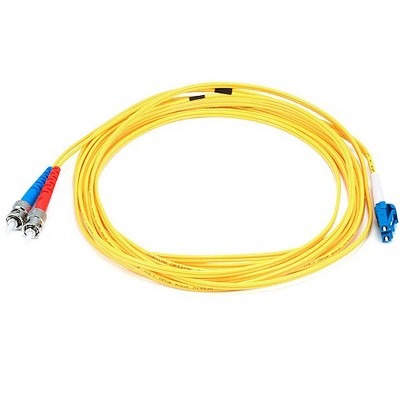 Monoprice Fiber Optic Cable - 5 Meter - Yellow | LC to ST, 9/125 Type, Single Mode, Duplex