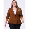 Agnes Orinda Women's Plus Size High-Low Peplum Button Work Elegant Blazers - 2 of 4