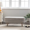 Velvet Fabric Storage Bench Bedroom Bench With Wood Legs For Living Room Bedroom Indoor,Ivory - 2 of 4