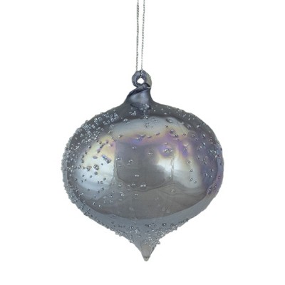 Northlight 4.5-Inch Silver Iridescent Glass Onion Christmas Ornament