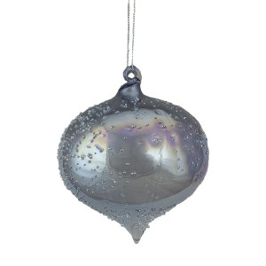 Northlight 4.5-Inch Silver Iridescent Glass Onion Christmas Ornament - 1 of 3