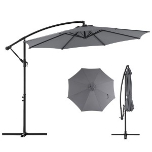 JIONJOY 10ft Cantilever Patio Umbrella - 90° Auto-Tilt, 8 Steel Ribs & UPF 50+ Sun Protection, Waterproof Outdoor Market Umbrella with Cross Base - 1 of 4