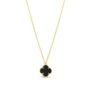 SHYMI Flower Pendant Necklace — .925 Sterling Silver, 14k Gold-Plated - Rhodium Plated, Black Onyx & Mother of Pearl, Adjustable Chain - 1 of 1