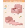Kids Couch, 2-in-1 Convertible Toddler Sofa Chair, Fold Out Lounger Bed, Soft Teddy Fleece for Playroom, Nursery, Birthday Gift - 3 of 4