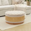 Hyleory Rattan Round Storage Comfort Ottoman for Bedroom, Living Room, Nursing Room - 2 of 4