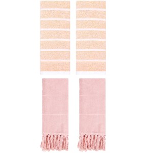REGALWOVEN 4 Packs Striped and Solid Absorbent Soft Cotton Hand Towel for Bathroom - 1 of 4