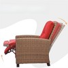Fontoi Accent Chairs, Adjustable Recliner Chair, Wicker Balcony Chair with Sost Cushion for Patio Porch Garden, Red, 28"*37"*28" - 3 of 4