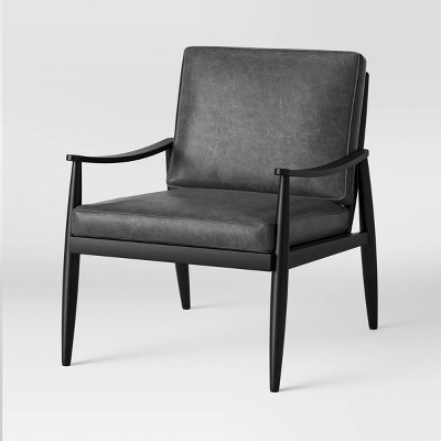 Mossbrook Leather Wood Armchair Black - Project 62™