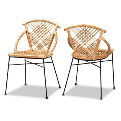 Varick Rattan Dining Chair Set Natural/brown - Bali & Pari : Target