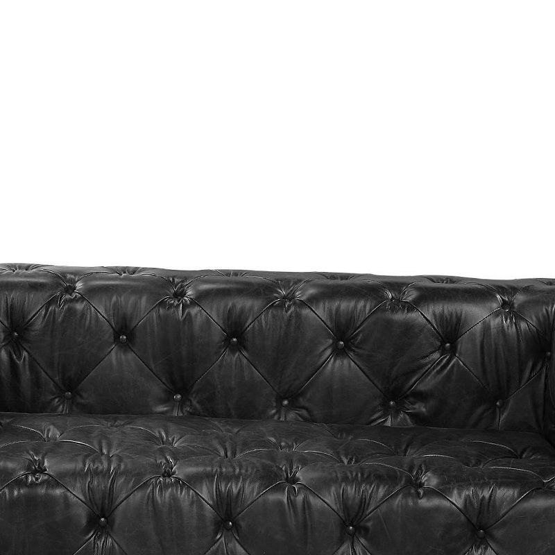 94.5&#34; Brancaster Sofa Black Top Grain Leather and Aluminum - Acme Furniture, 2 of 9