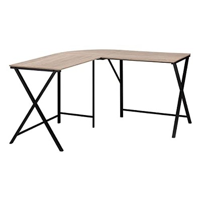 Monarch Specialties Computer Desk Home Office Corner 55InchL L Shape Work Laptop Metal Laminate Brown Black Contemporary Modern