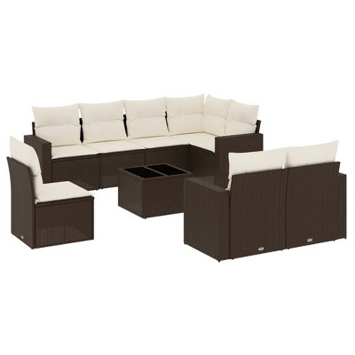 vidaXL Garden Sofa Set Brown