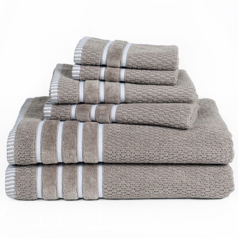 6pc Combed Cotton Bath Towels Sets Taupe Brown - Yorkshire Home : Target