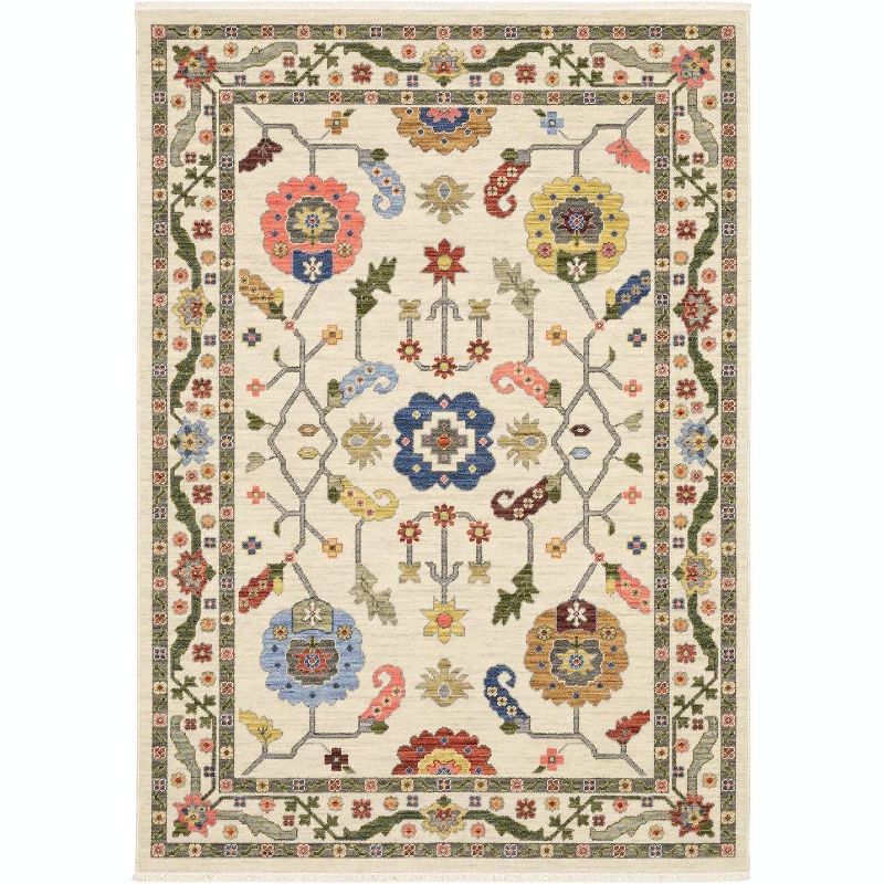 Oriental Weavers Lucca Traditional Rug 5506W in Ivory Rectangle 7' 10" X 11 ' 1", 1 of 2
