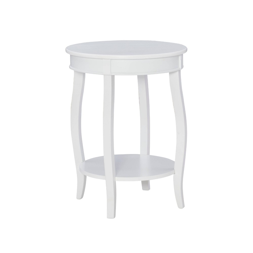 Photos - Coffee Table 18" Lindsay Traditional Round Wood Side Accent Table with Shelf White - Po