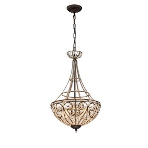 15" x 15" x 26" 4-Light Gaspard Pendant Brown - Warehouse Of Tiffany: Crystal Shade, Adjustable Chain - 1 of 2