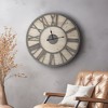 LIVN CO. Farmhouse 23.6" Round Wood Roman Numerals Wall Clock - 2 of 4