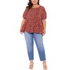 Agnes Orinda Women's Plus Size Short Sleeve Crew Neck Floral Casual Babydoll Blouses - image 3 of 4