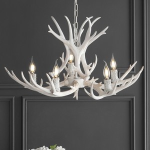 JONATHAN Y Eldora Adjustable Resin Antler 5-Light LED Chandelier - 1 of 4