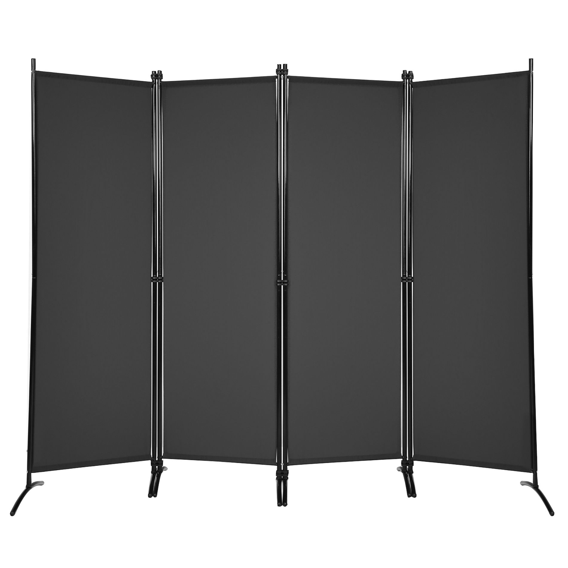 Costway 4-Panel 5.6ft Room Divider Folding Fabric Privacy Screen w/Steel Frame White\Black\Brown
